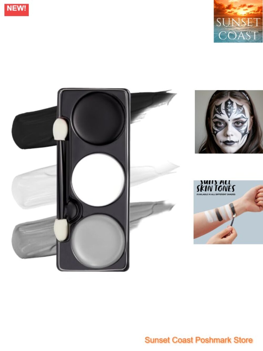 Halloween Makeup Palette Skeleton Face Body Paint SFX Cosplay Kit